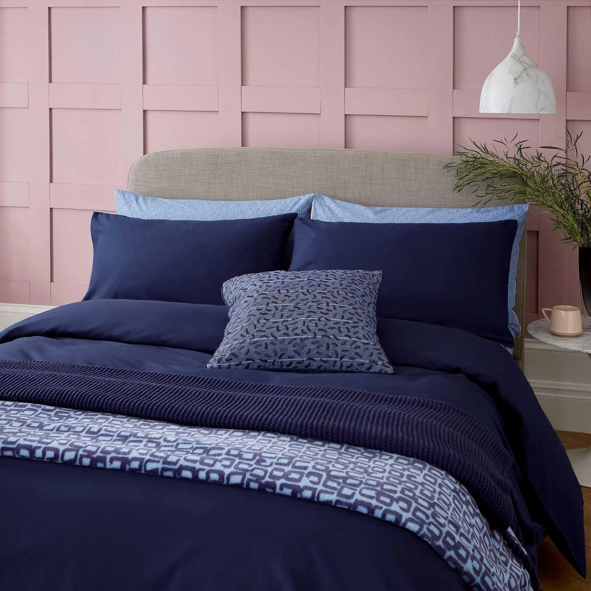 Aster Plain Bedding by Helena Springfield in Navy Blue – image 1
