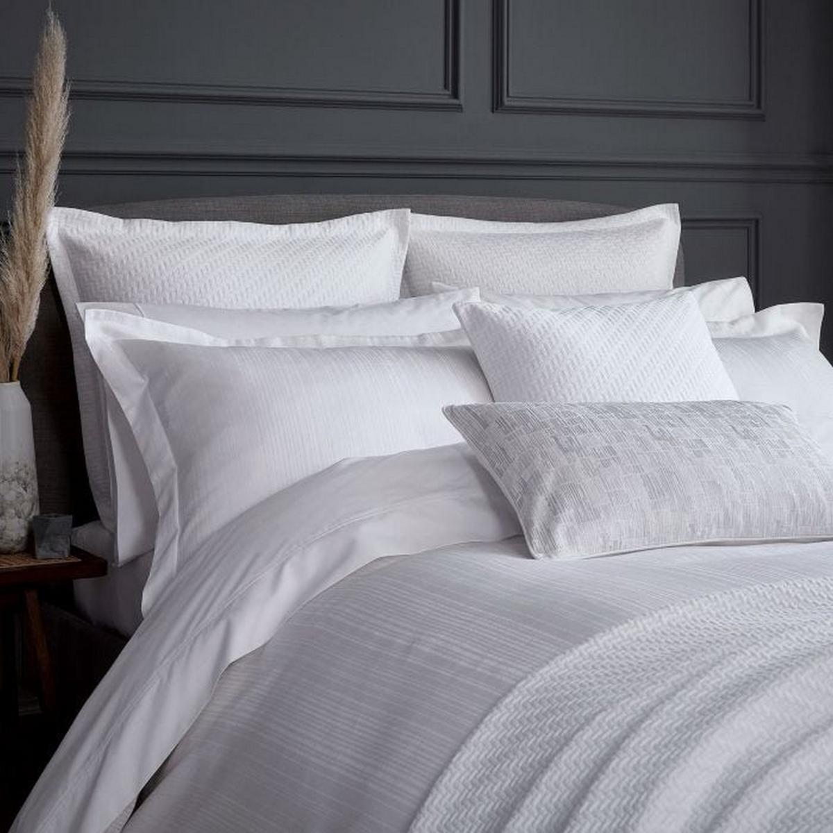Oro Fine Linens Stripe Cotton Bedding in White – image 2