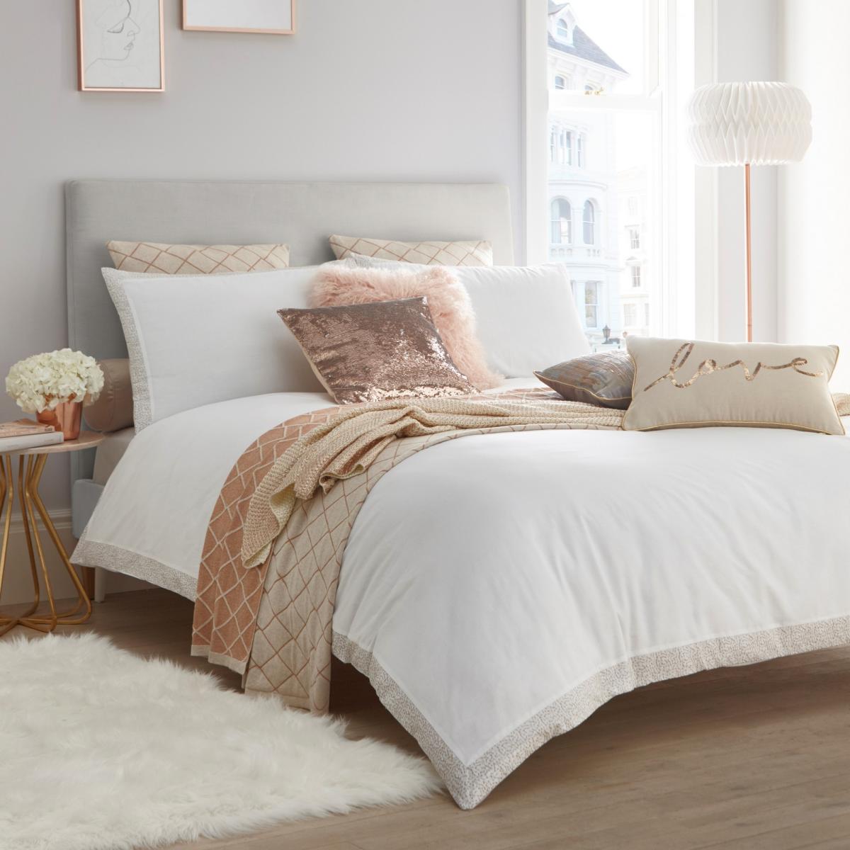 Amber Metallic Embroidered Bedding By Tess Daly in Rose Gold – image 1