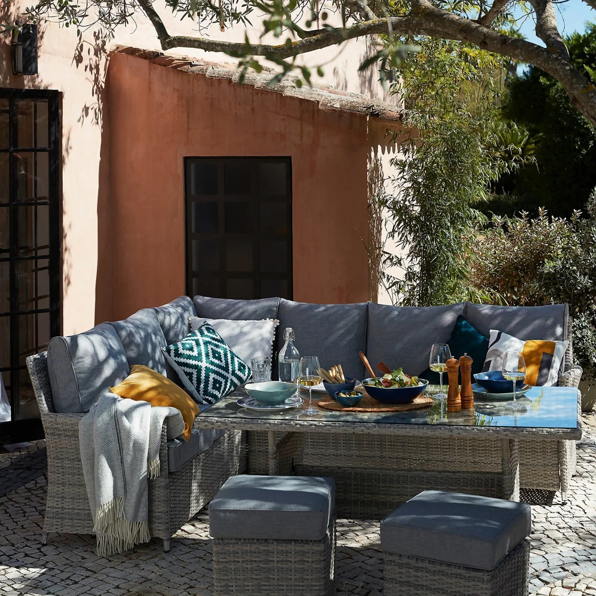 Florence Grey Rattan Effect Garden Corner Sofa Set