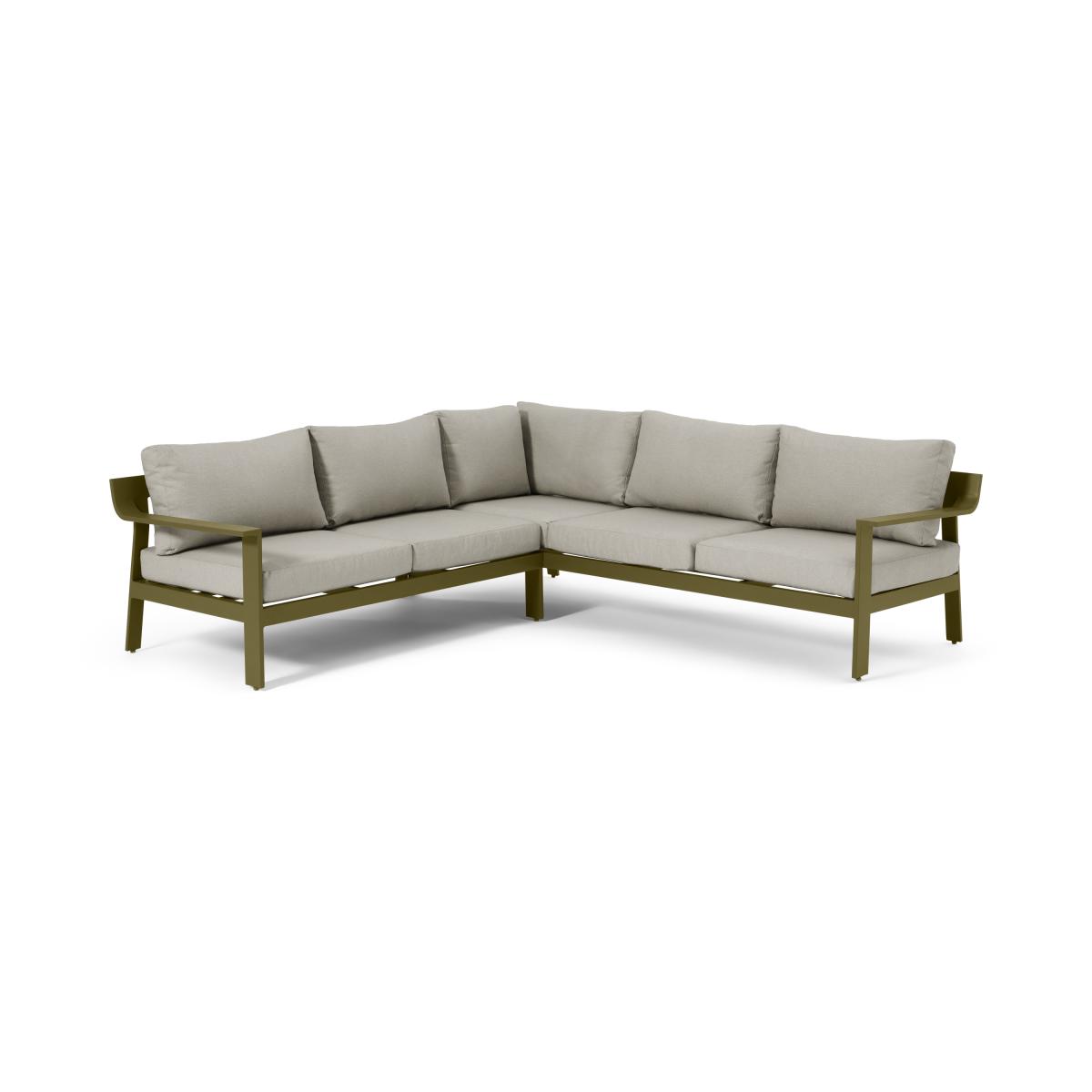 Kochi Garden Corner Sofa, Olive Aluminium & Taupe – image 2