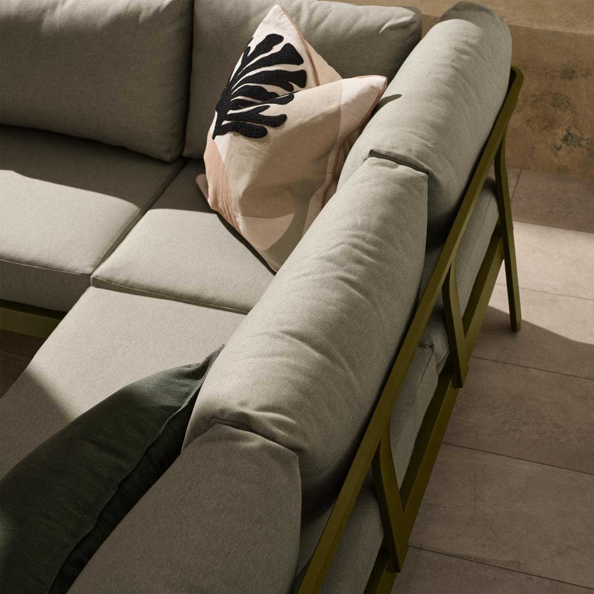 Kochi Garden Corner Sofa, Olive Aluminium & Taupe – image 11