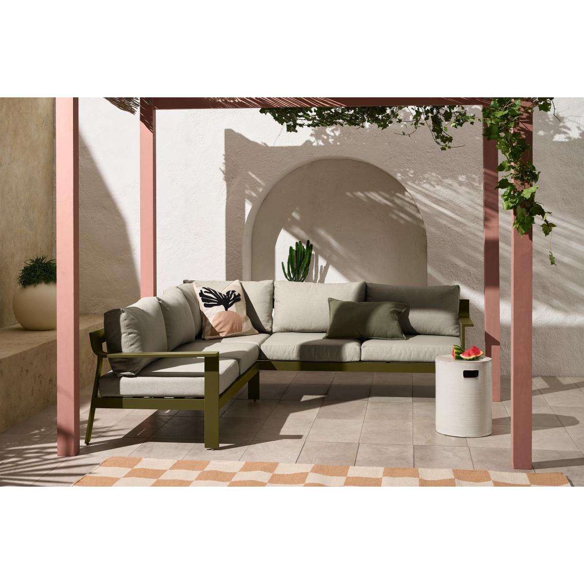 Kochi Garden Corner Sofa, Olive Aluminium & Taupe – image 3