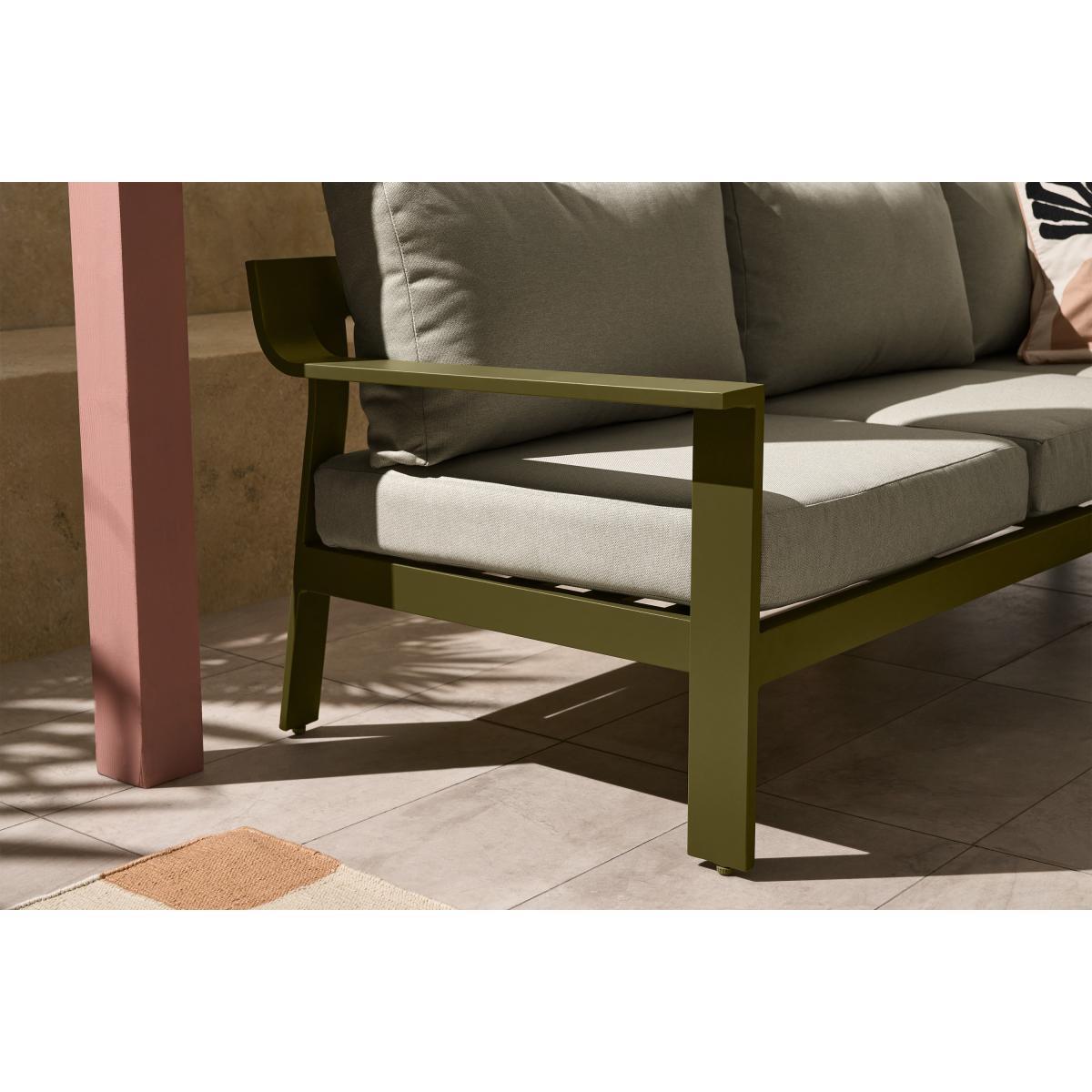 Kochi Garden Corner Sofa, Olive Aluminium & Taupe – image 4