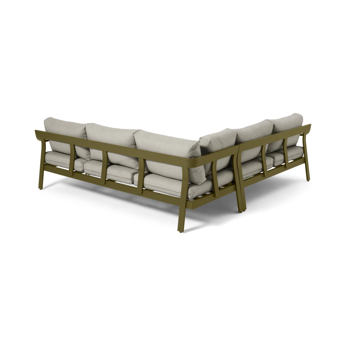 Kochi Garden Corner Sofa, Olive Aluminium & Taupe – image 6