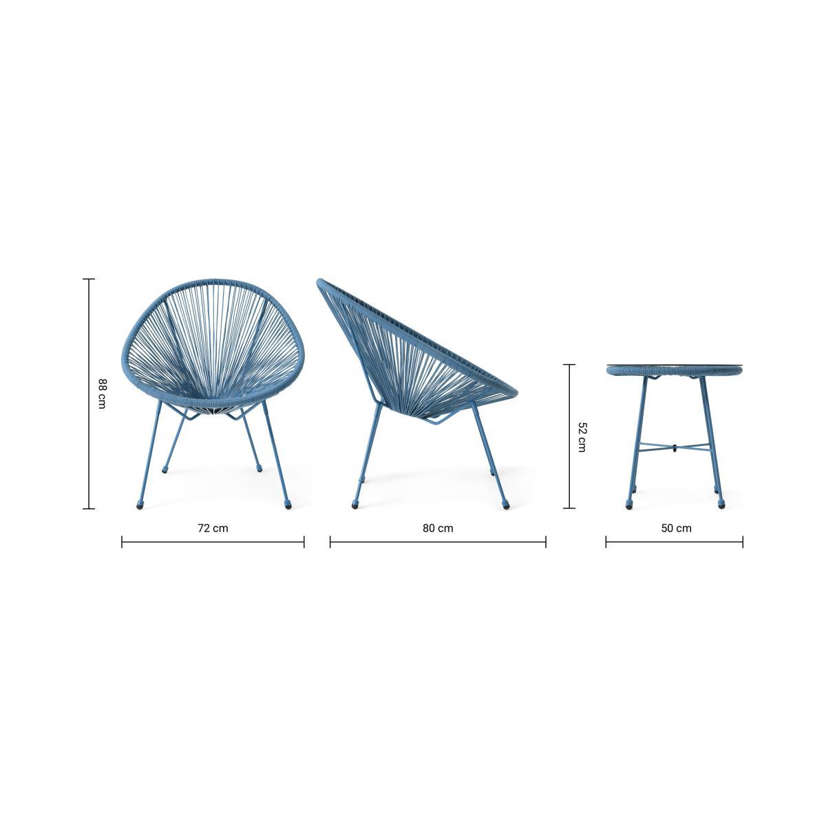 2 Seat Garden Aperitif Set, Blue – image 8