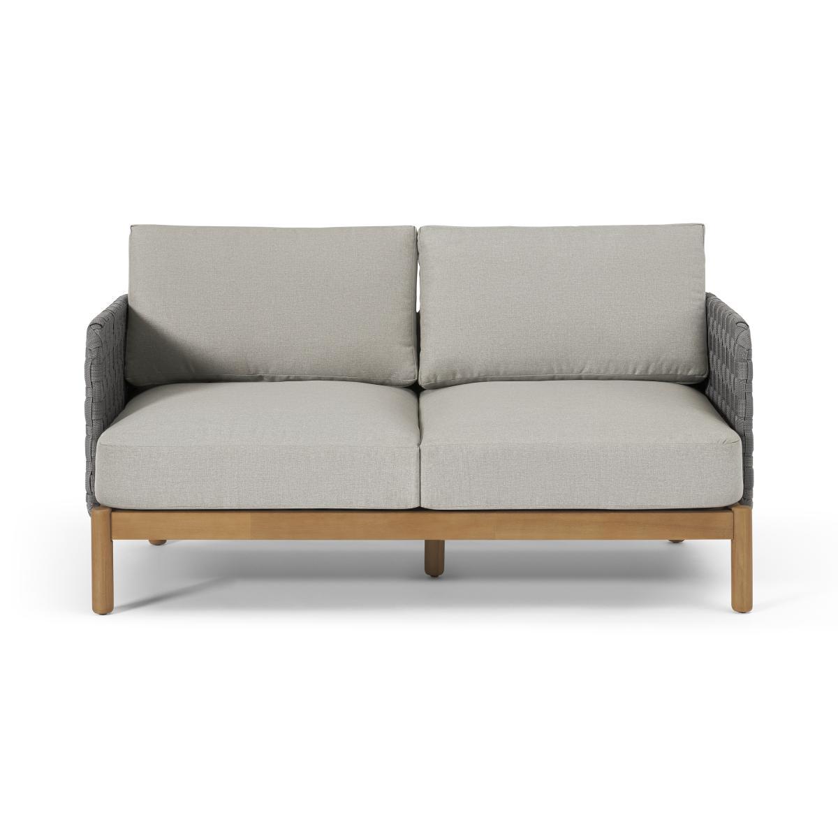 Kolbe Garden 2 Seater Sofa, Grey & Acacia Weave – image 2