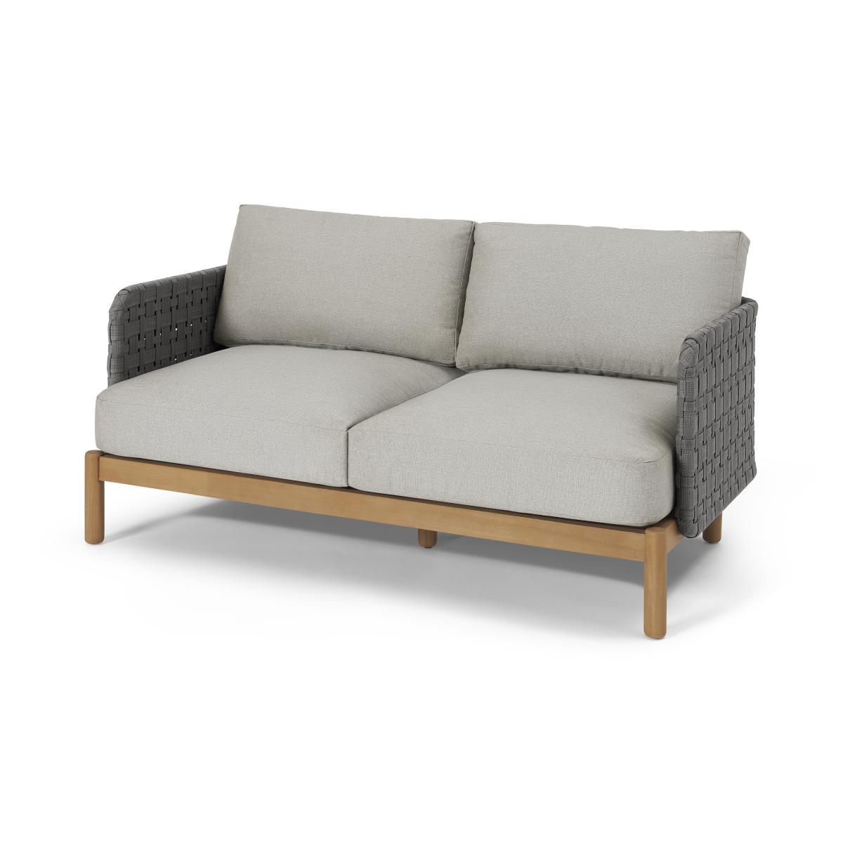 Kolbe Garden 2 Seater Sofa, Grey & Acacia Weave – image 3