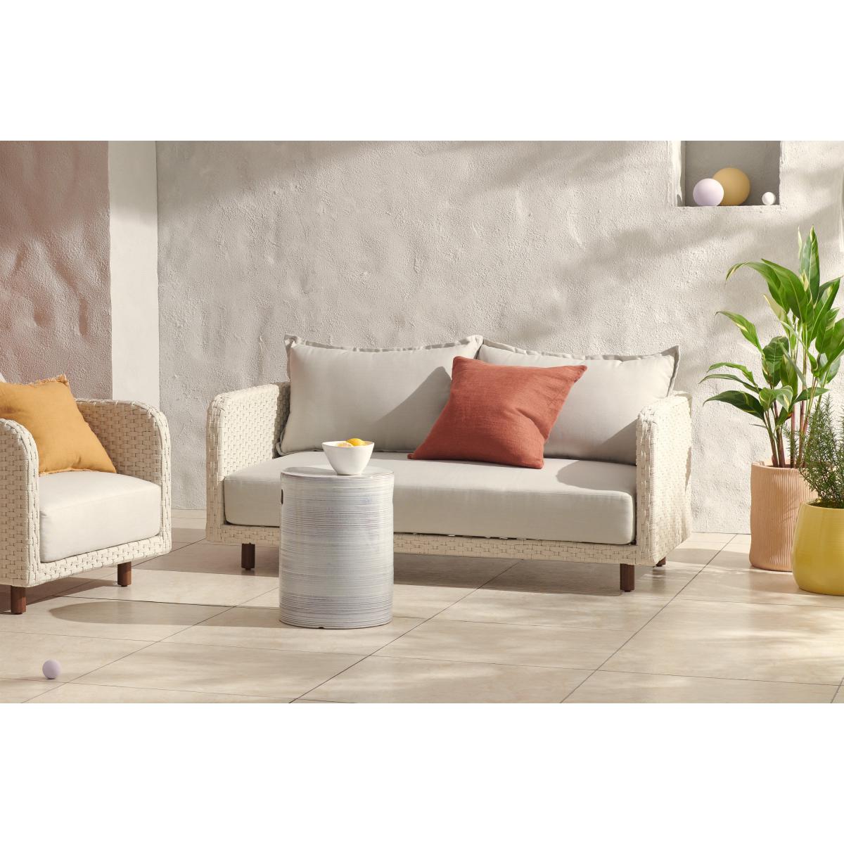 Nayan 2 Seater Woven Garden Sofa, Natural White – image 4