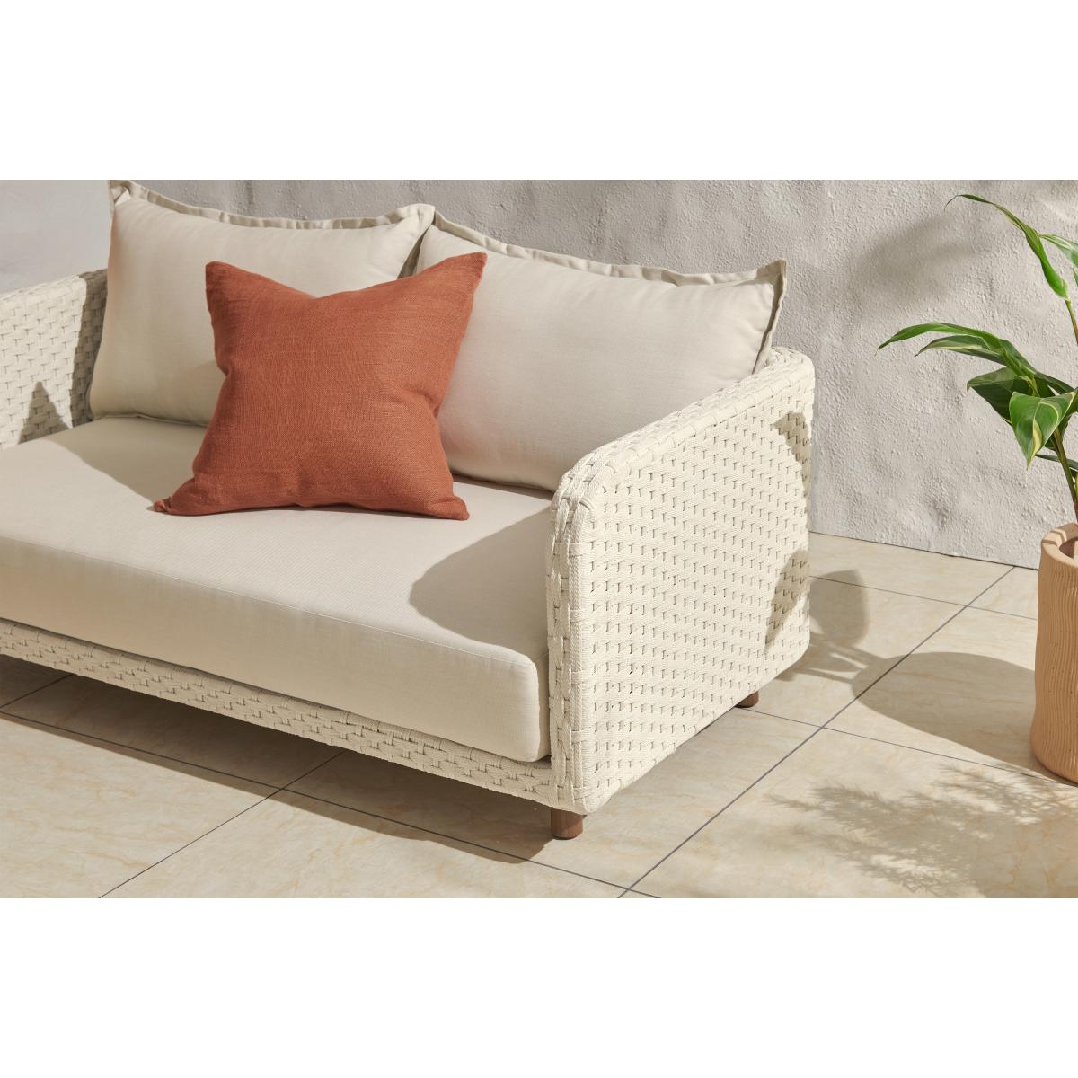 Nayan 2 Seater Woven Garden Sofa, Natural White – image 5