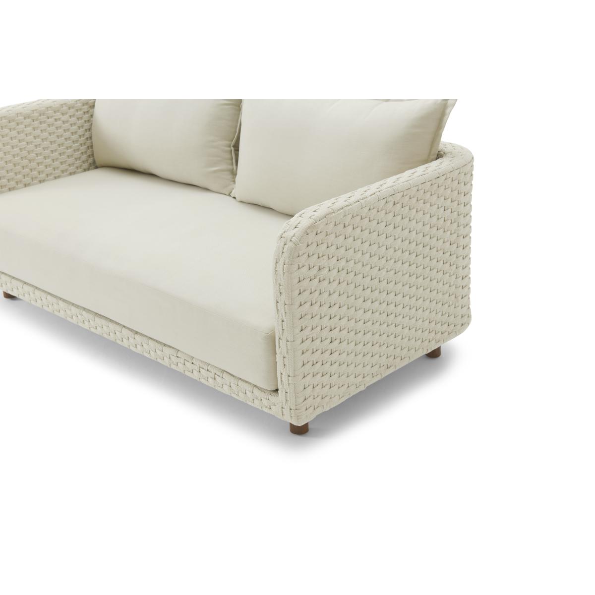 Nayan 2 Seater Woven Garden Sofa, Natural White – image 6