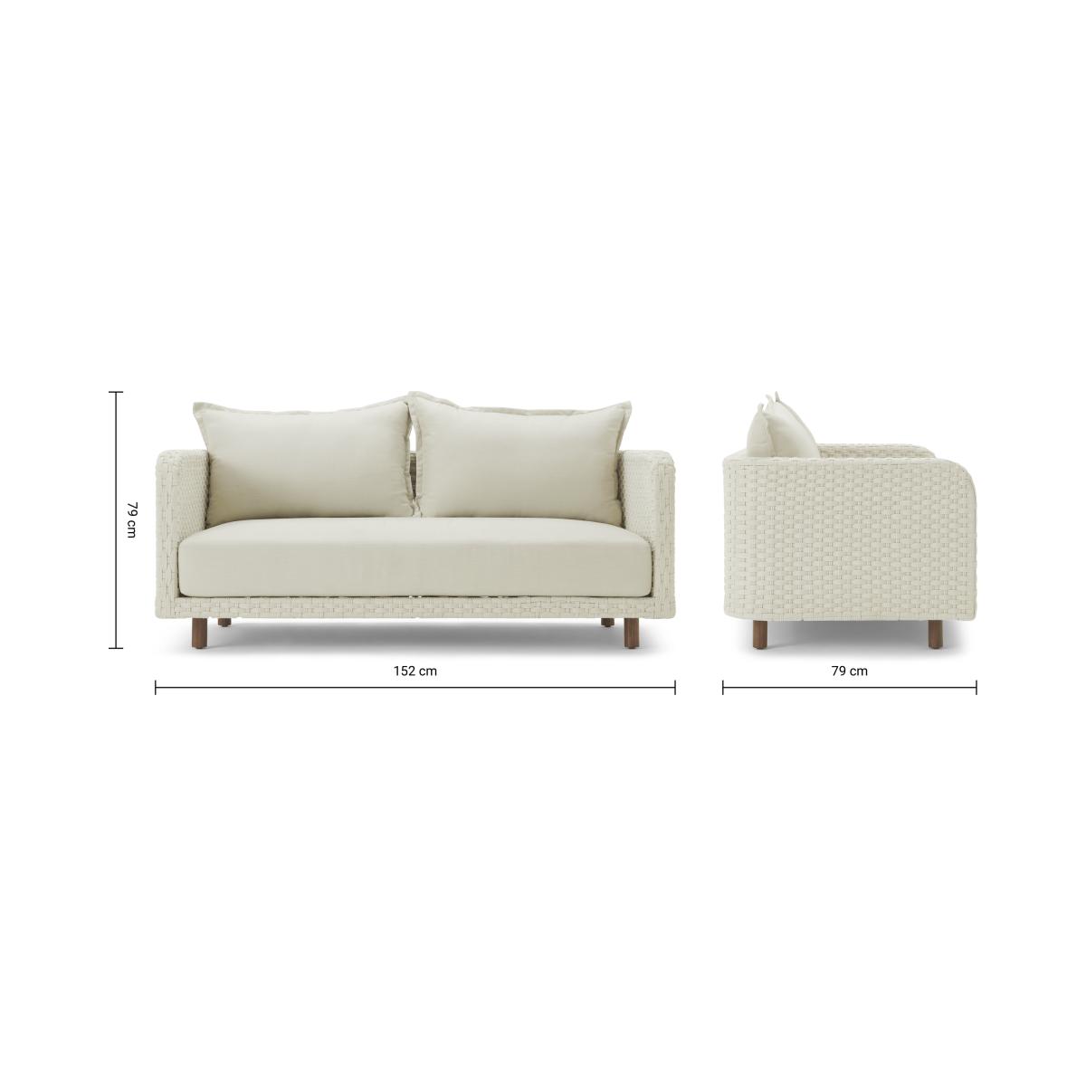 Nayan 2 Seater Woven Garden Sofa, Natural White – image 9
