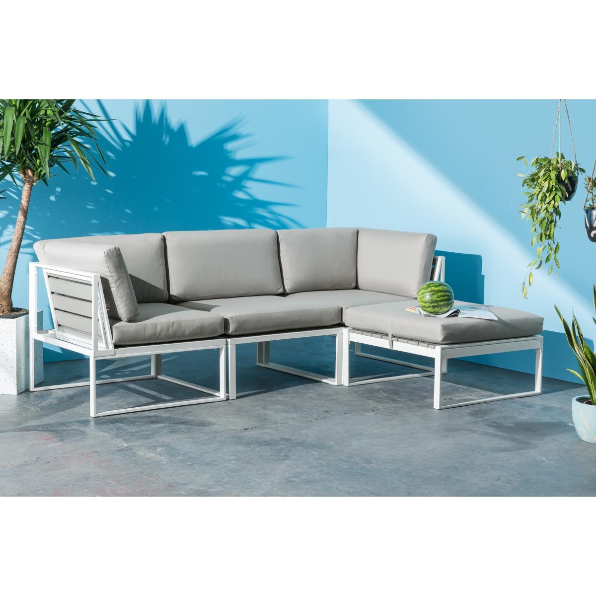 Catania Garden Modular Corner Unit, White and Polywood – image 3