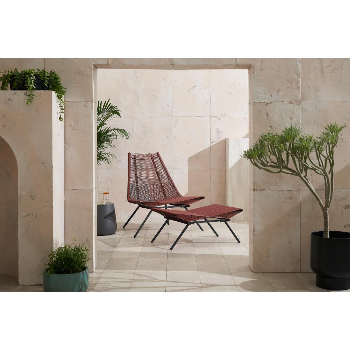Hedy Garden Chair & Footstool Set, Woven Clay Red & Black – image 3