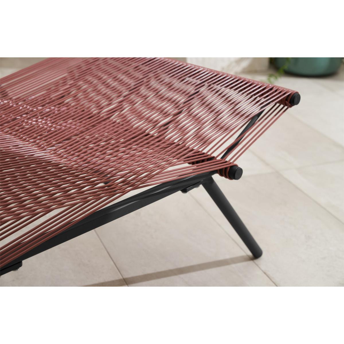 Hedy Garden Chair & Footstool Set, Woven Clay Red & Black – image 6