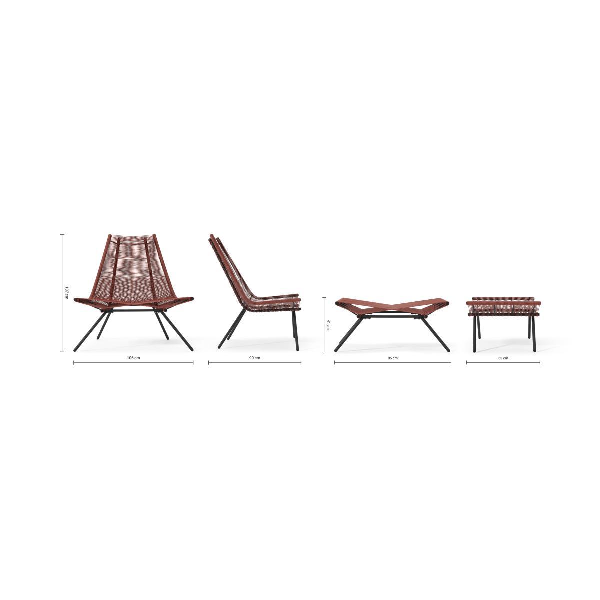 Hedy Garden Chair & Footstool Set, Woven Clay Red & Black – image 9