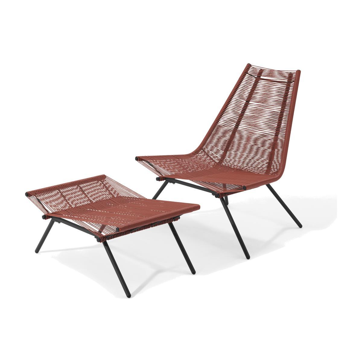 Hedy Garden Chair & Footstool Set, Woven Clay Red & Black – image 1