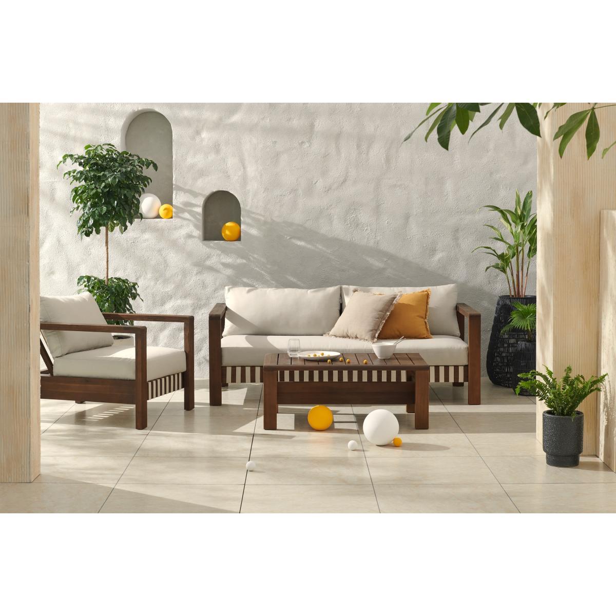 Zambra Garden Lounge Set, Dark Acacia Wood & Natural White – image 3