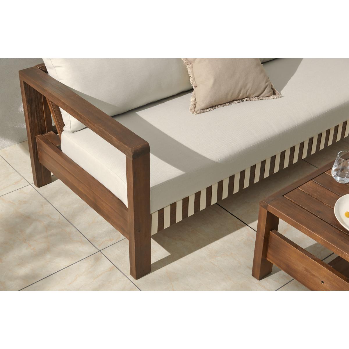 Zambra Garden Lounge Set, Dark Acacia Wood & Natural White – image 4