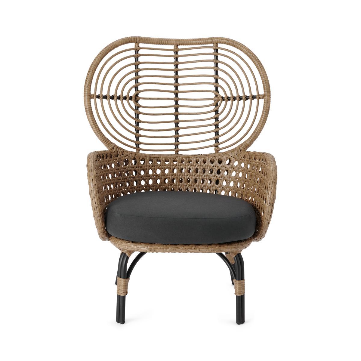 Swara Garden High back lounge Chair, Natural Polyrattan and Black – image 2