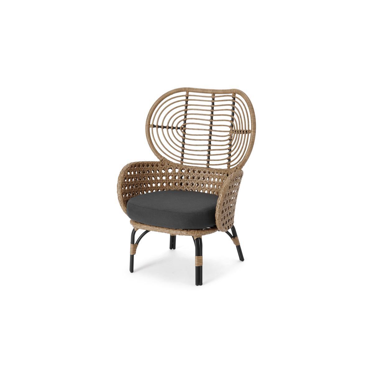 Swara Garden High back lounge Chair, Natural Polyrattan and Black – image 3