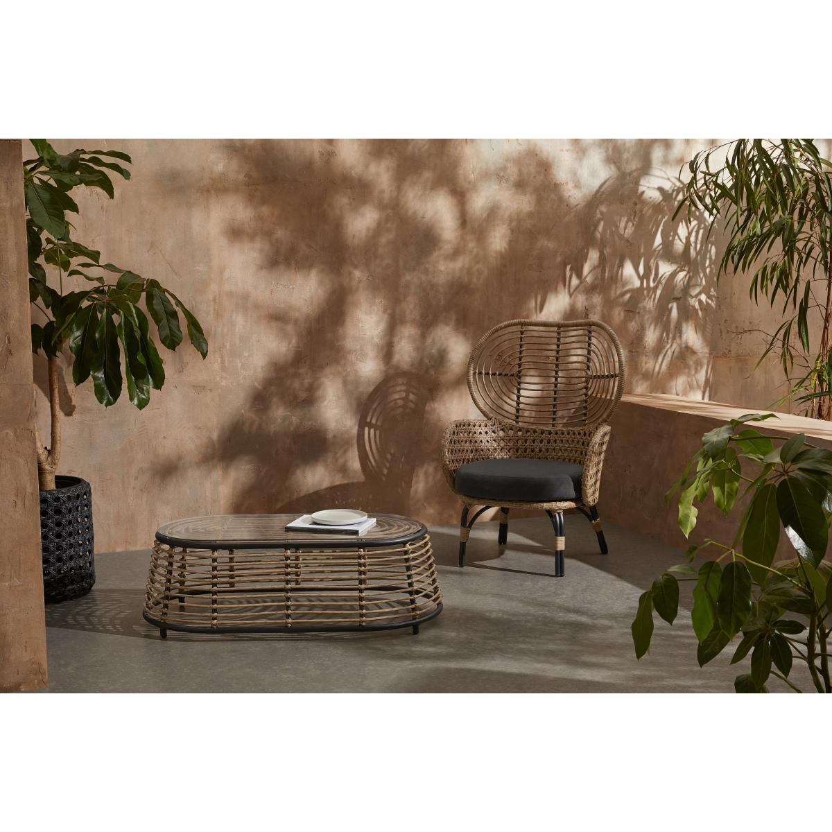 Swara Garden High back lounge Chair, Natural Polyrattan and Black – image 4