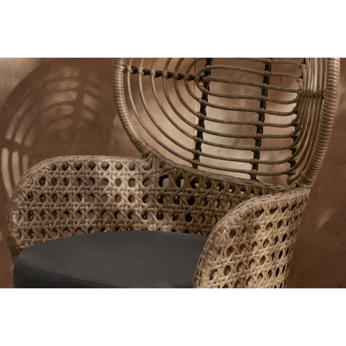 Swara Garden High back lounge Chair, Natural Polyrattan and Black – image 5