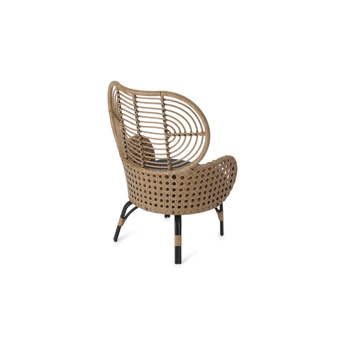 Swara Garden High back lounge Chair, Natural Polyrattan and Black – image 6