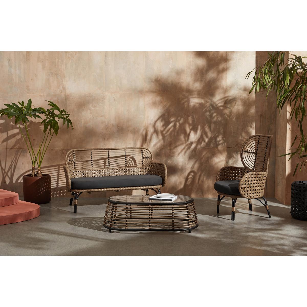 Swara Garden High back lounge Chair, Natural Polyrattan and Black – image 8