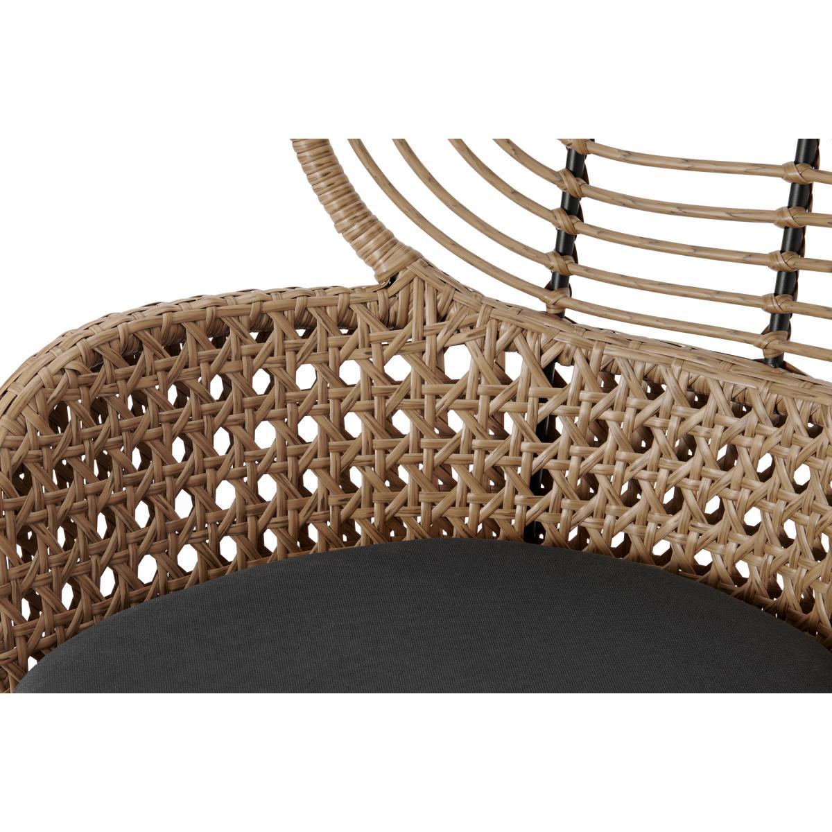 Swara Garden High back lounge Chair, Natural Polyrattan and Black – image 9