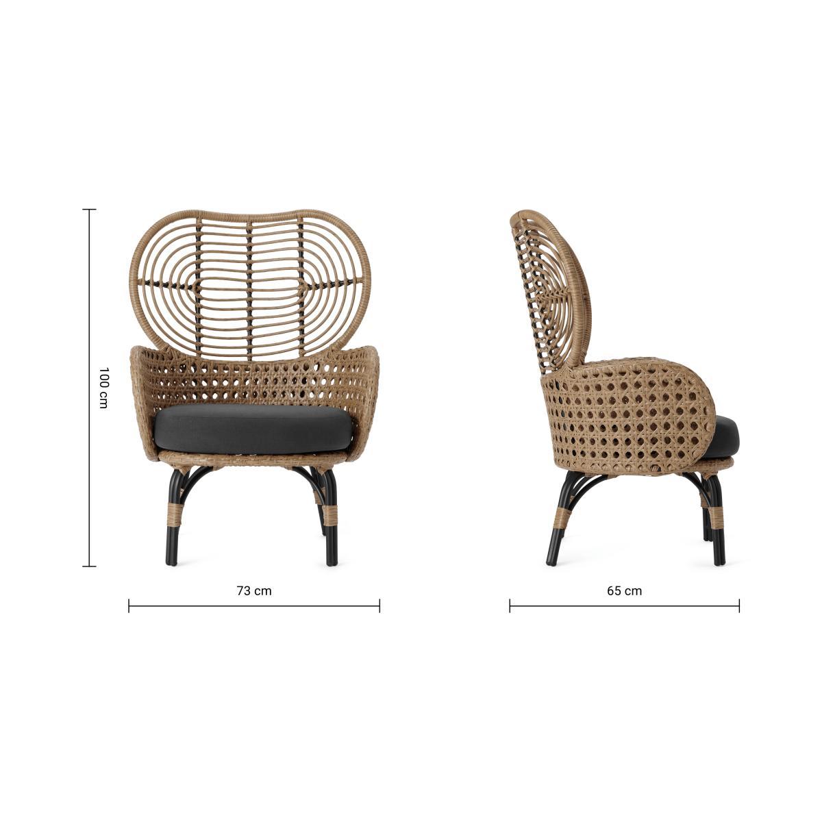 Swara Garden High back lounge Chair, Natural Polyrattan and Black – image 10