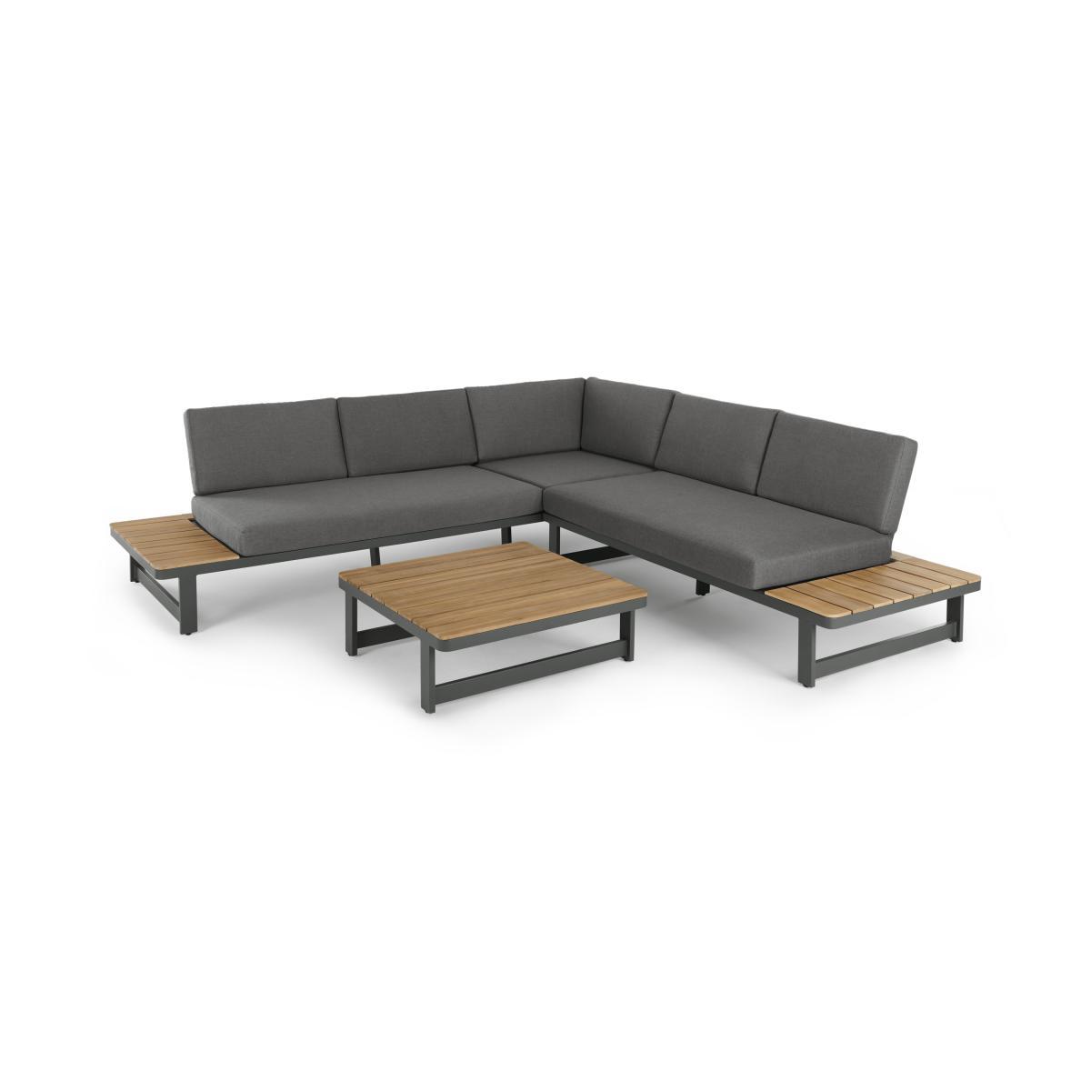 Topa Garden Corner Lounge Set, Acacia Wood and Grey – image 2