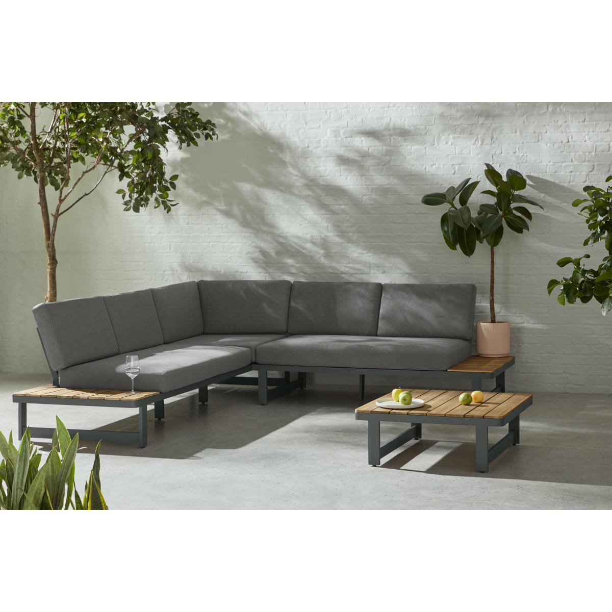 Topa Garden Corner Lounge Set, Acacia Wood and Grey – image 3