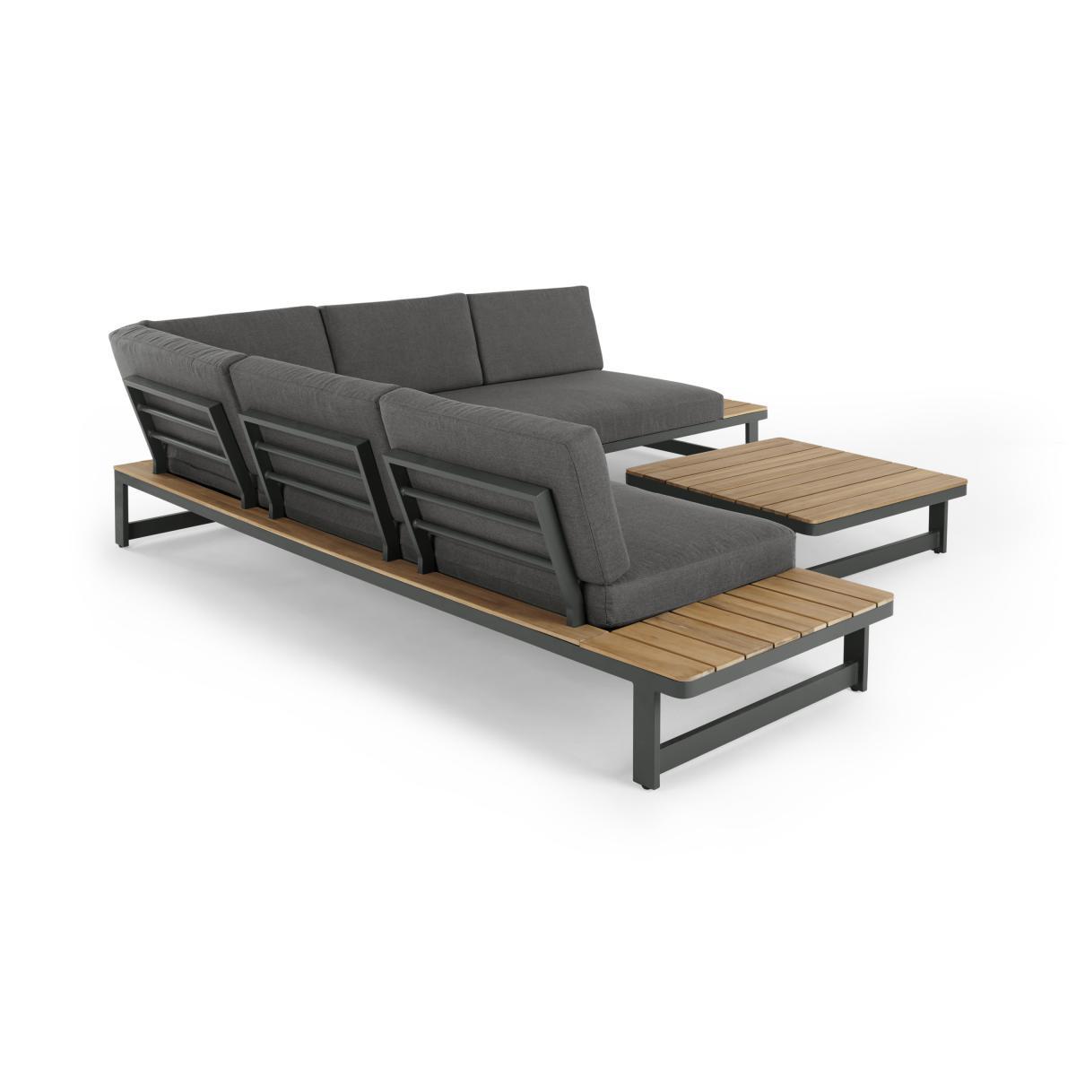 Topa Garden Corner Lounge Set, Acacia Wood and Grey – image 5