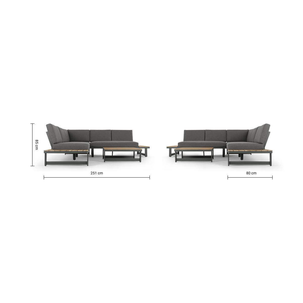 Topa Garden Corner Lounge Set, Acacia Wood and Grey – image 9