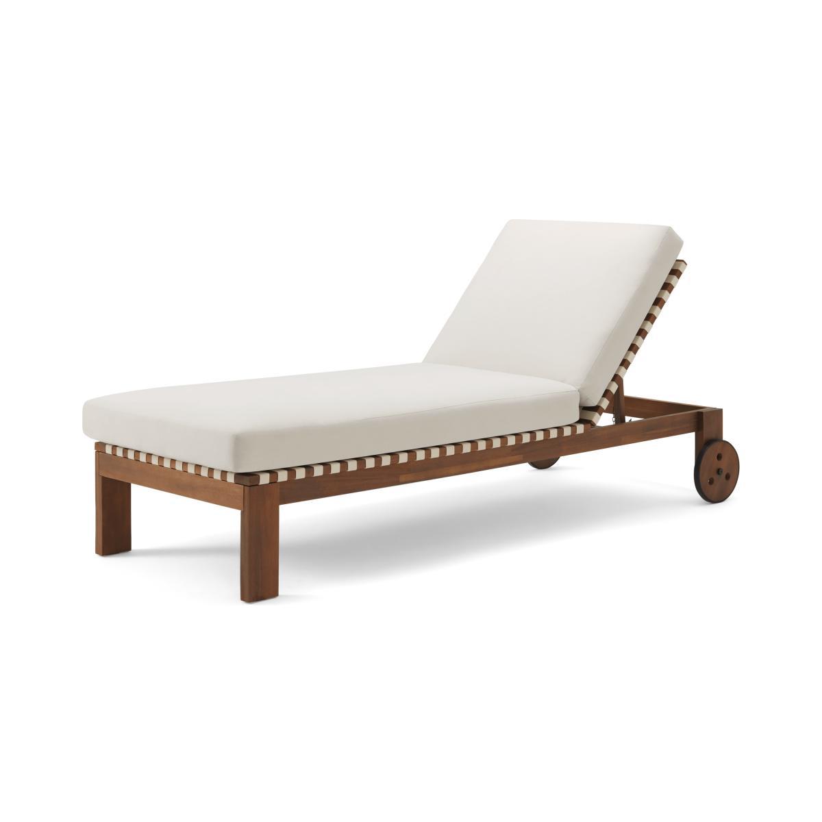 Zambra Sun Lounger, Dark Acacia Wood & Natural White – image 2