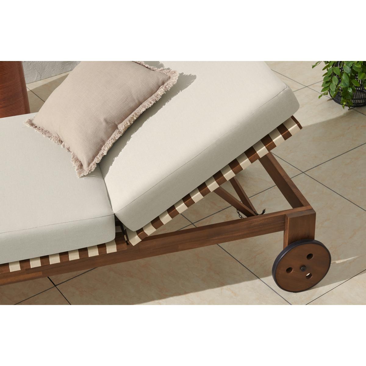 Zambra Sun Lounger, Dark Acacia Wood & Natural White – image 4