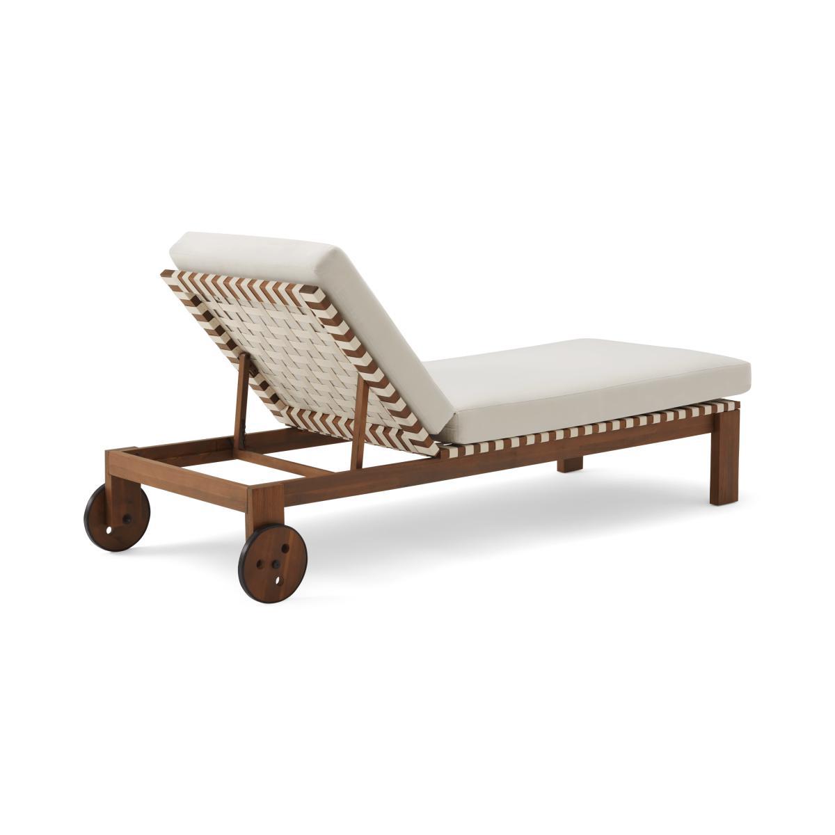 Zambra Sun Lounger, Dark Acacia Wood & Natural White – image 5