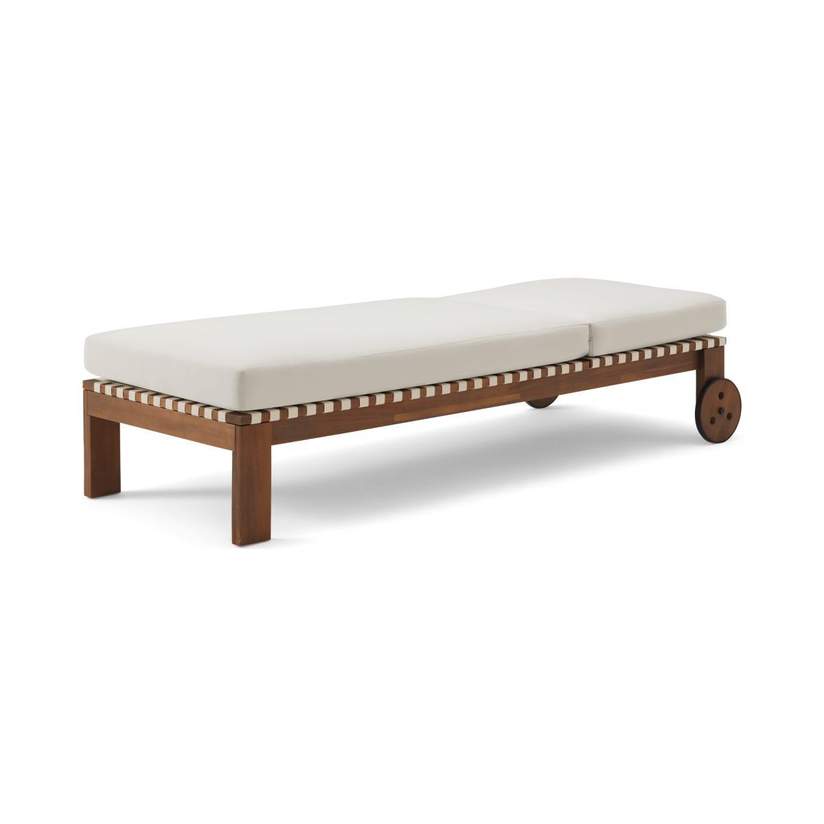 Zambra Sun Lounger, Dark Acacia Wood & Natural White – image 6
