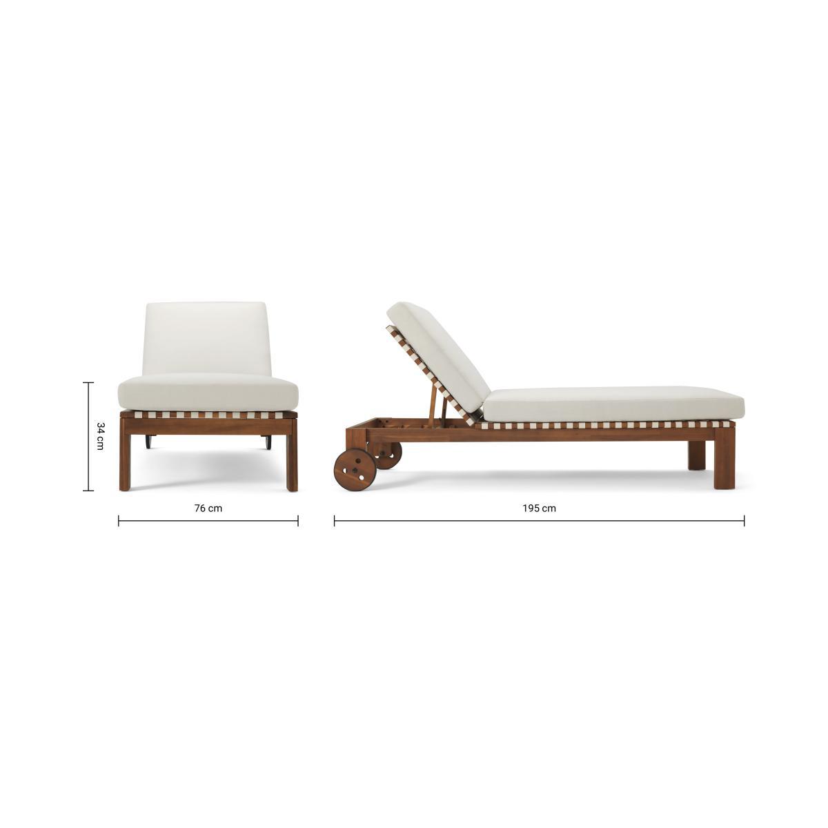 Zambra Sun Lounger, Dark Acacia Wood & Natural White – image 9
