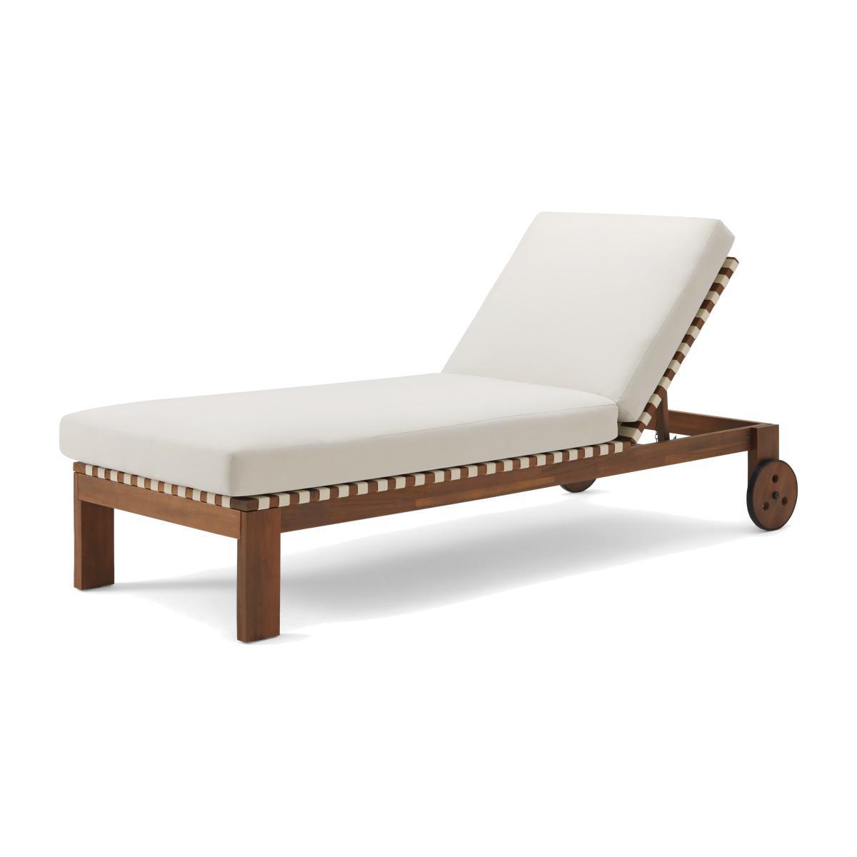 Zambra Sun Lounger, Dark Acacia Wood & Natural White – image 1
