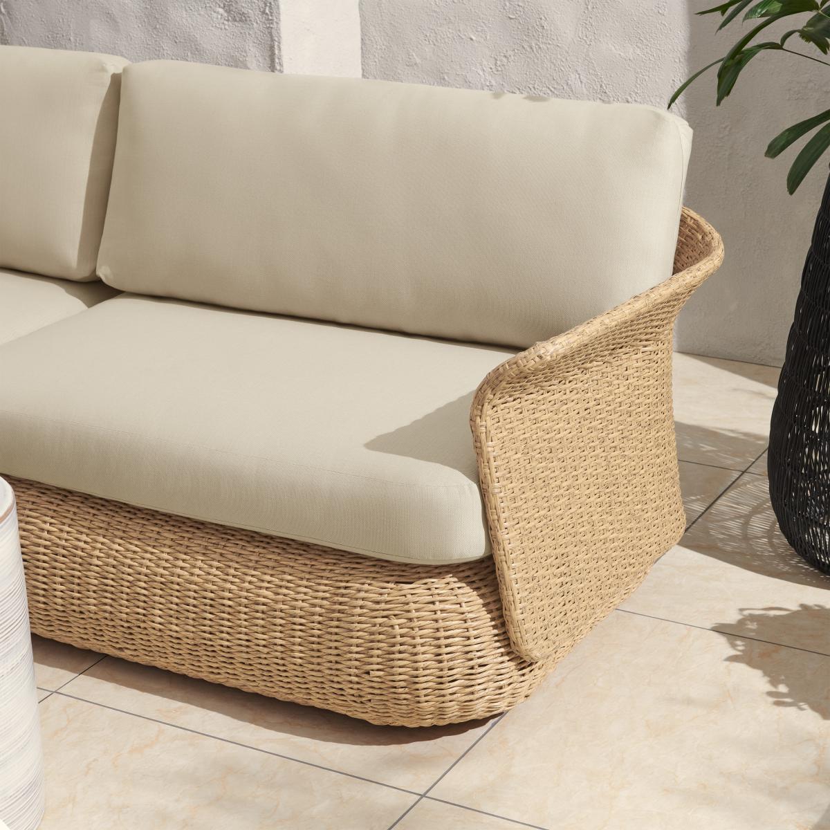 Fonda 3 Seater Garden Sofa, Natural Polyweave & Ecru – image 11