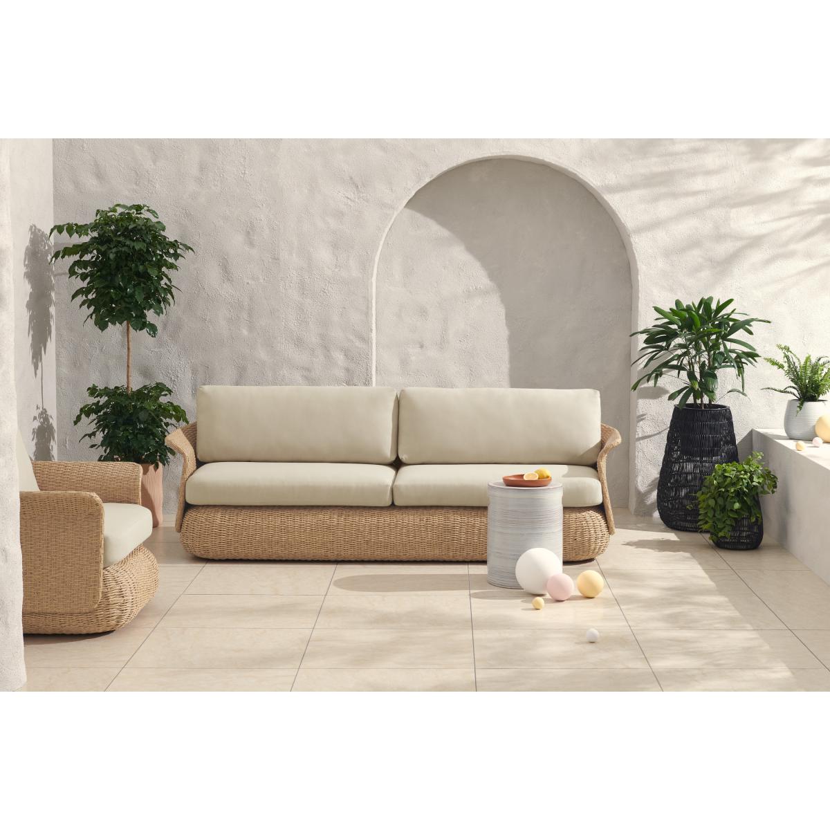 Fonda 3 Seater Garden Sofa, Natural Polyweave & Ecru – image 4