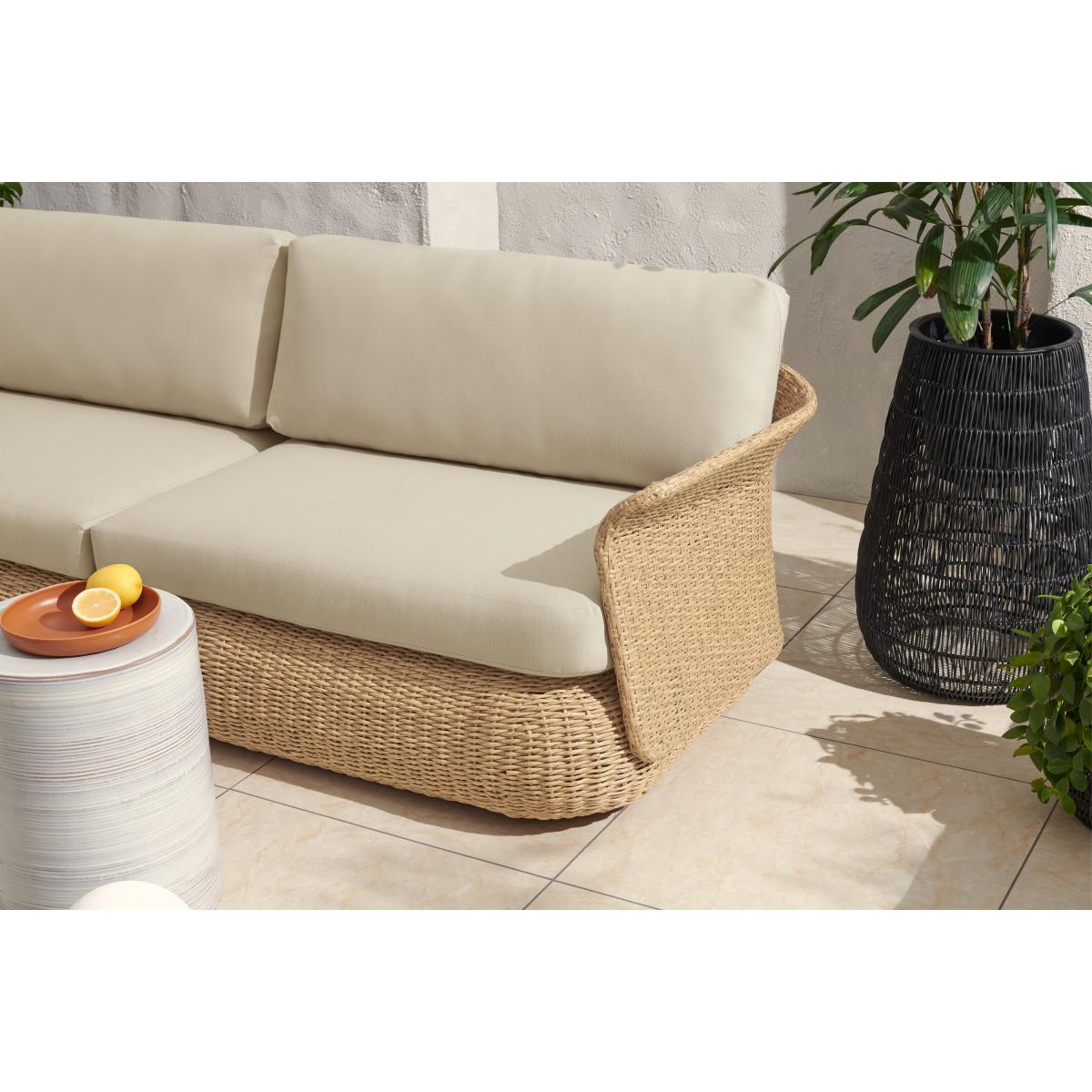 Fonda 3 Seater Garden Sofa, Natural Polyweave & Ecru – image 5