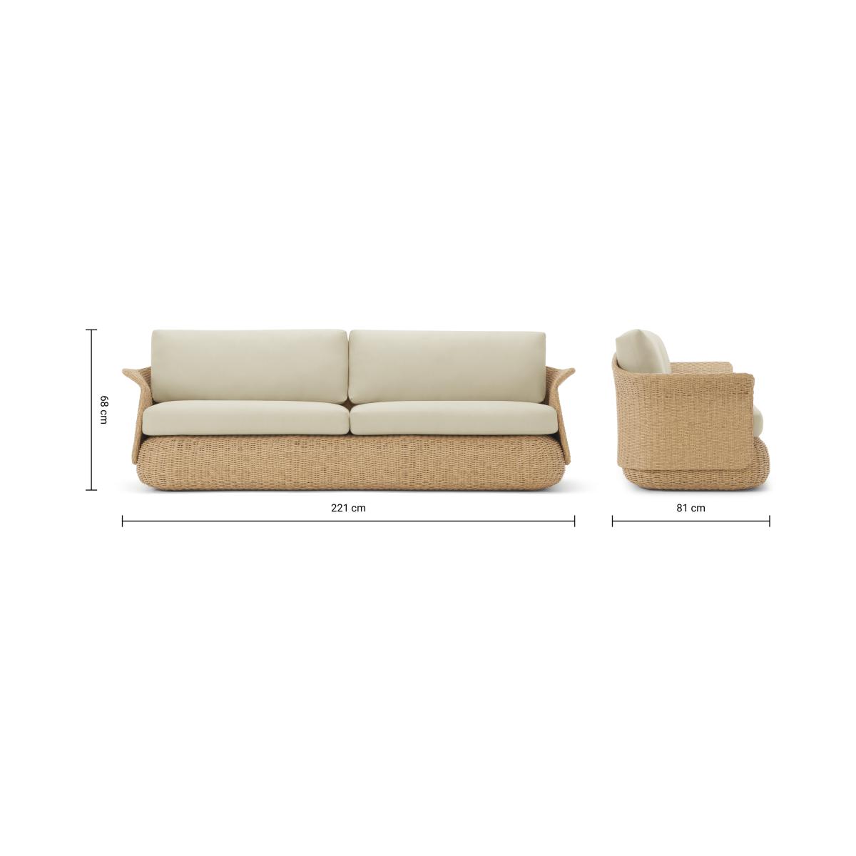 Fonda 3 Seater Garden Sofa, Natural Polyweave & Ecru – image 9