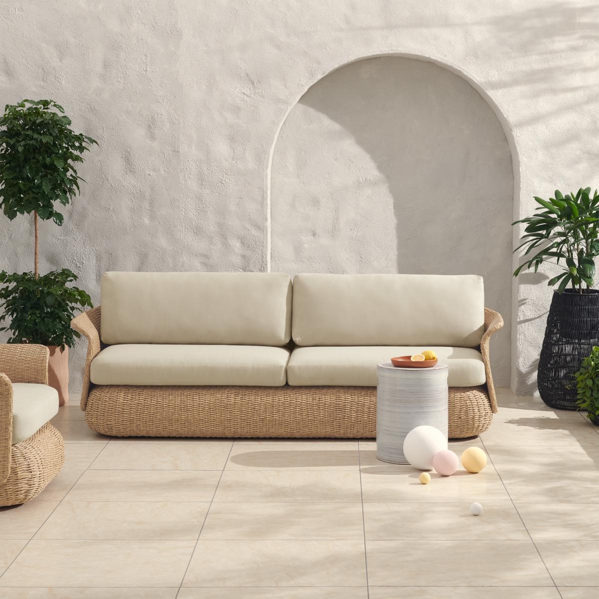 Fonda 3 Seater Garden Sofa, Natural Polyweave & Ecru – image 10
