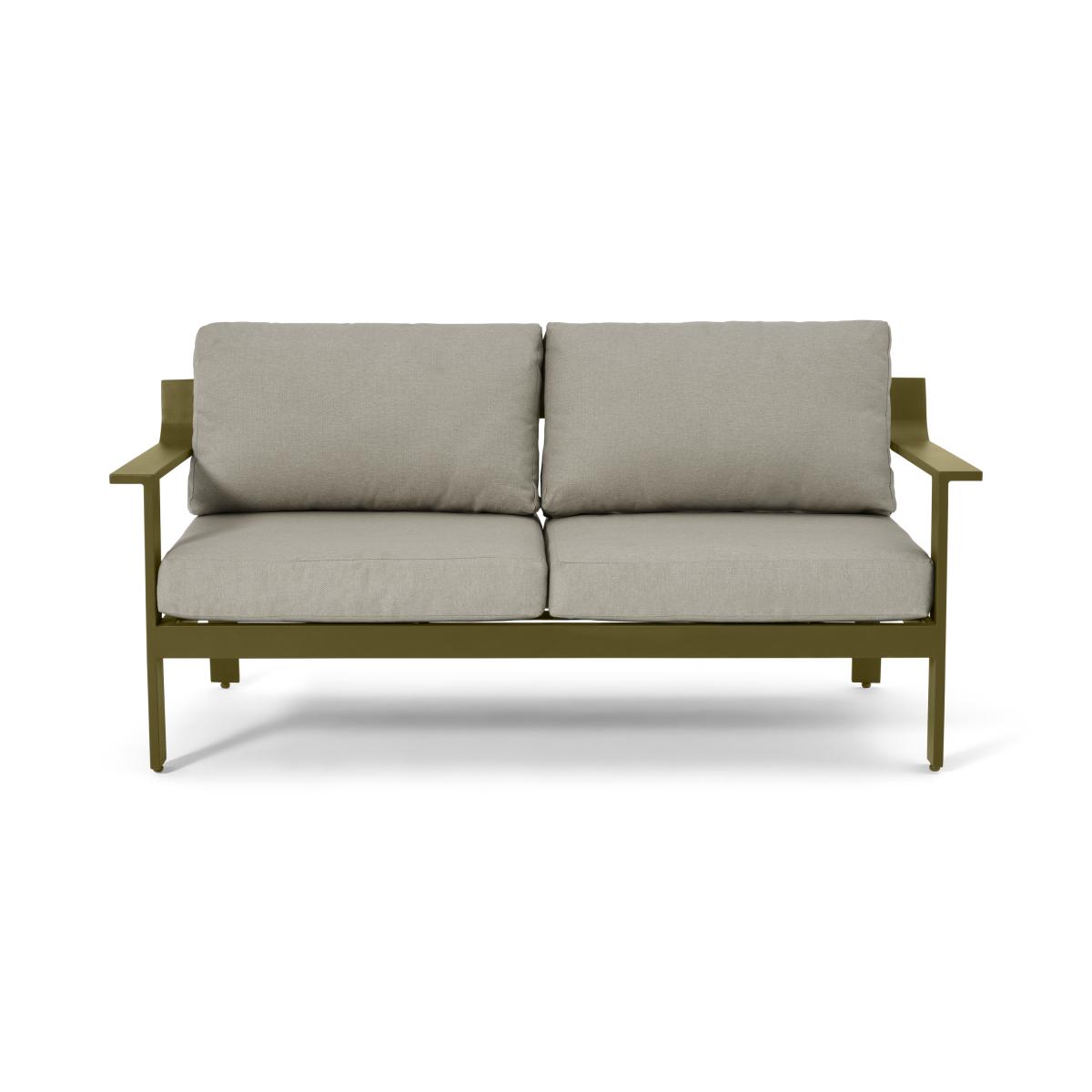 Kochi 2 Seater Garden Sofa, Olive Green Aluminium & Taupe – image 2