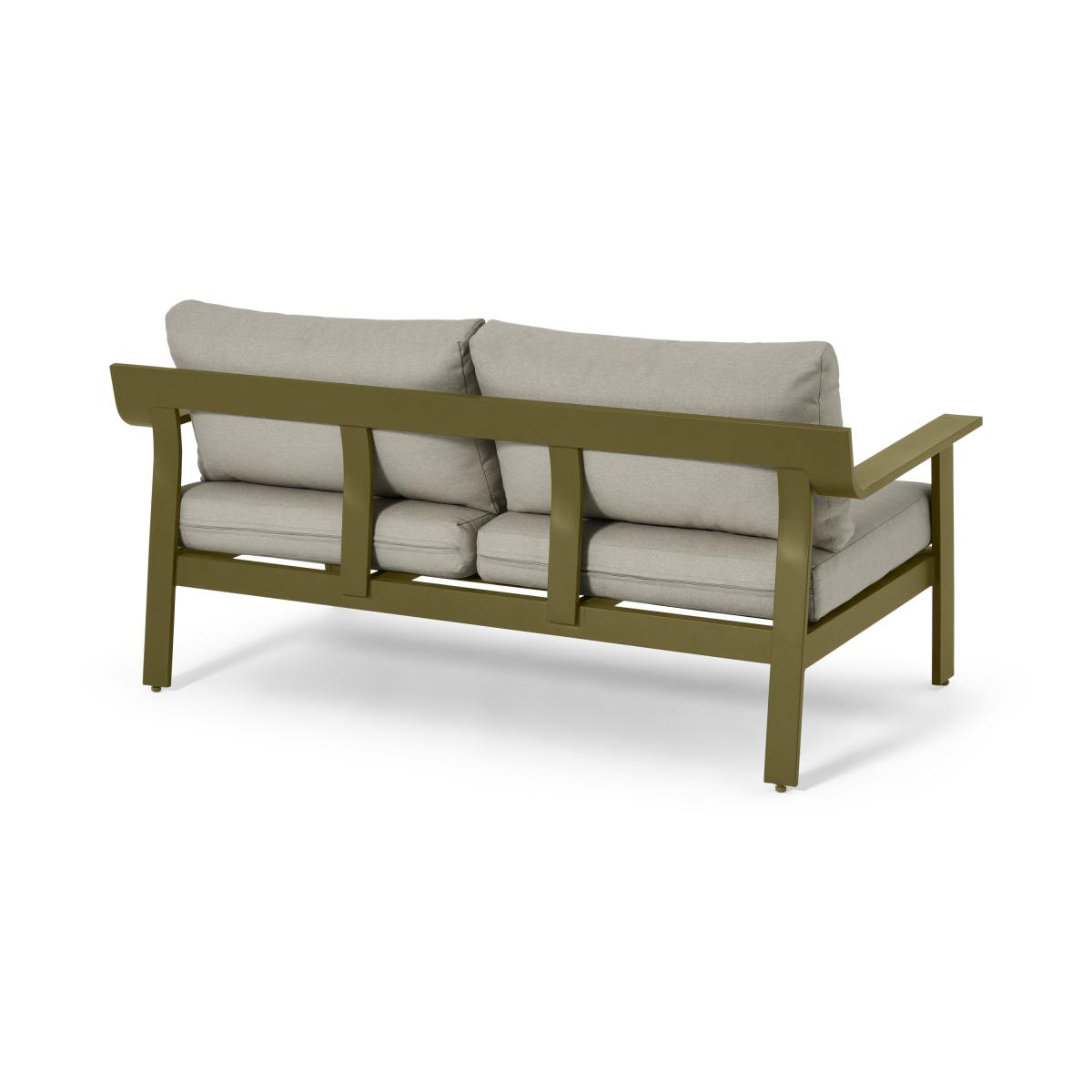 Kochi 2 Seater Garden Sofa, Olive Green Aluminium & Taupe – image 13