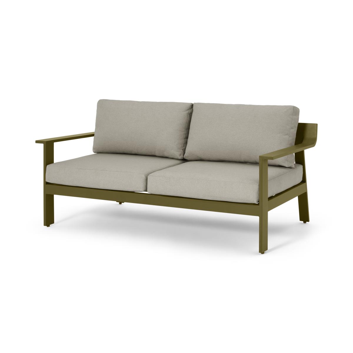 Kochi 2 Seater Garden Sofa, Olive Green Aluminium & Taupe – image 3