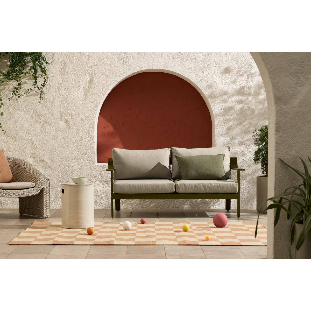 Kochi 2 Seater Garden Sofa, Olive Green Aluminium & Taupe – image 4